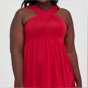 Torrid babydoll super soft keyhole halter red sz 1